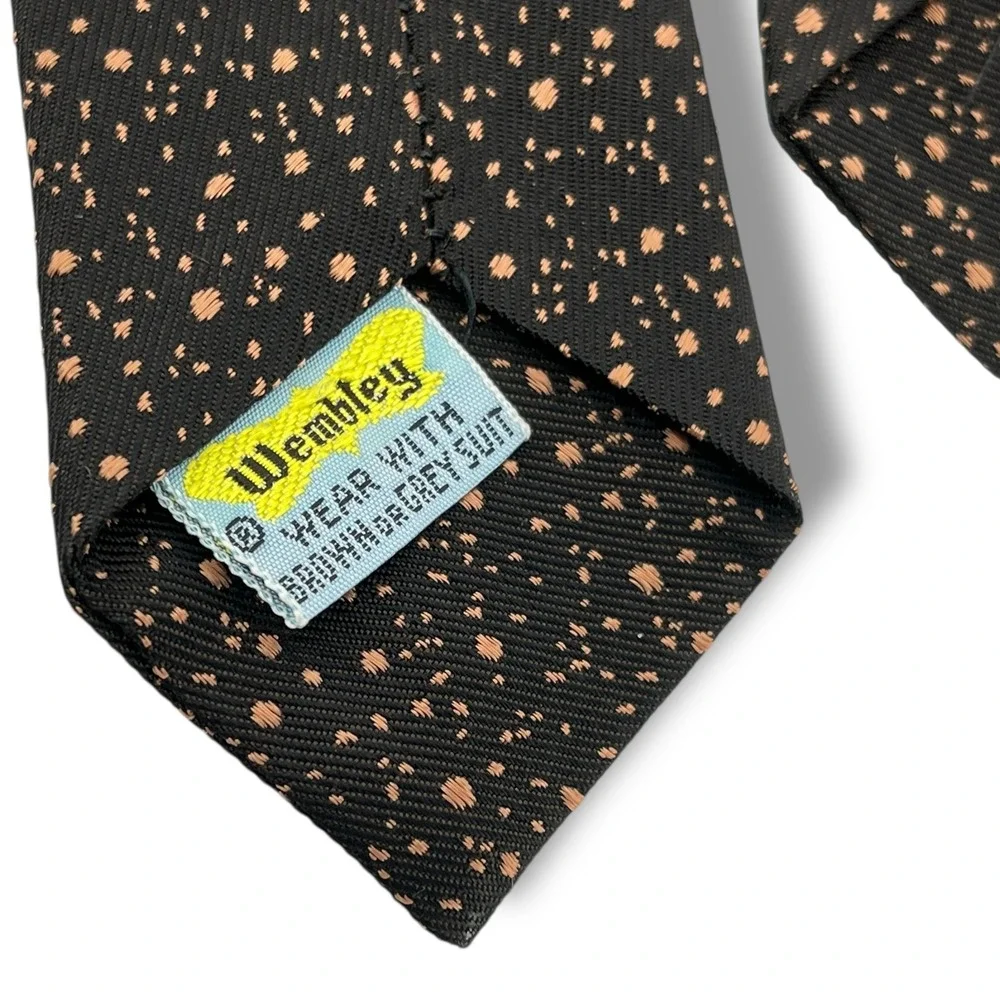 Vintage Wembley Boys Neck Tie Brown Speckled Pattern Hook On